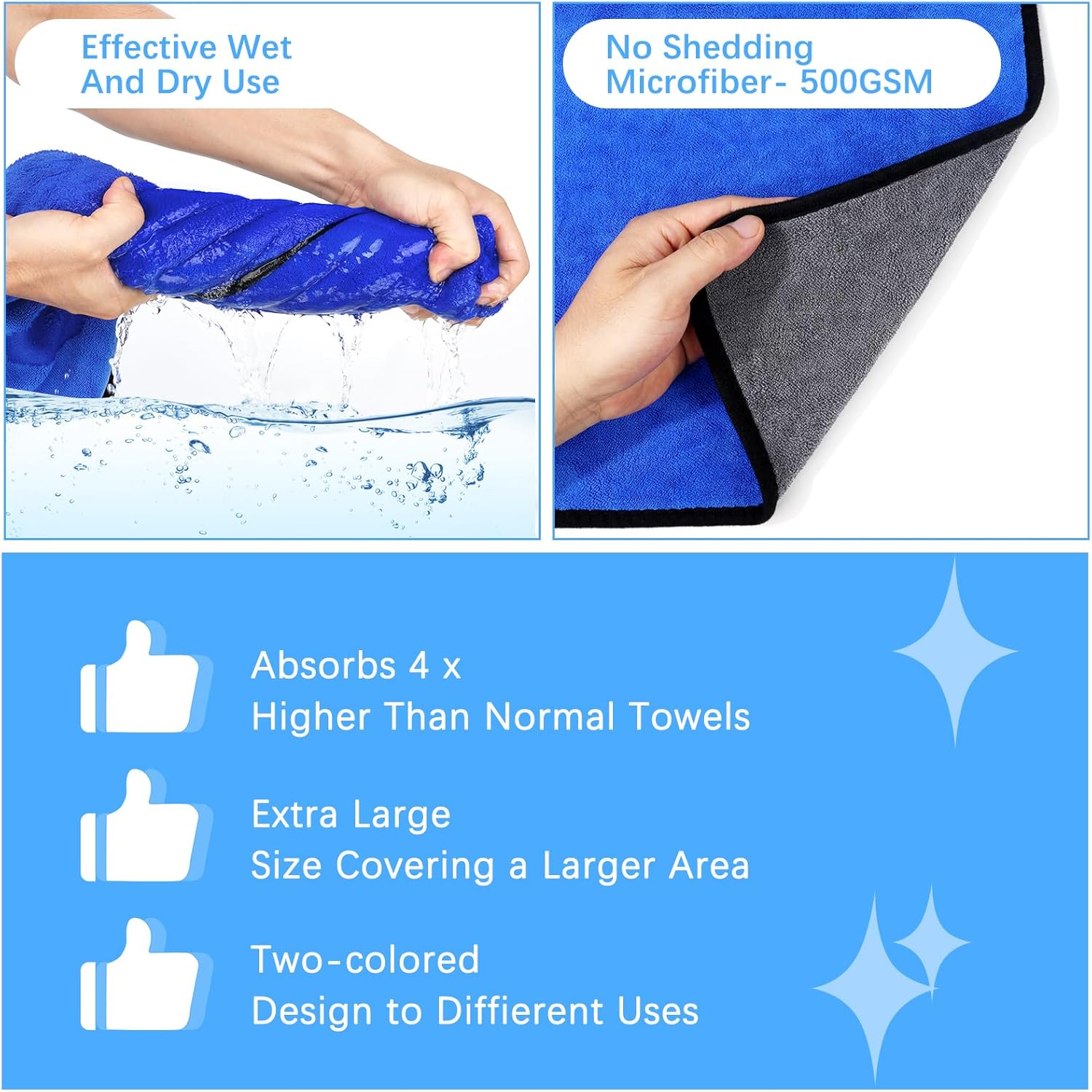 Thumbnail 3 de URAQT Microfibre Car Drying Towel 90x60cm – Large 600GSM, Borderless & Reusable
