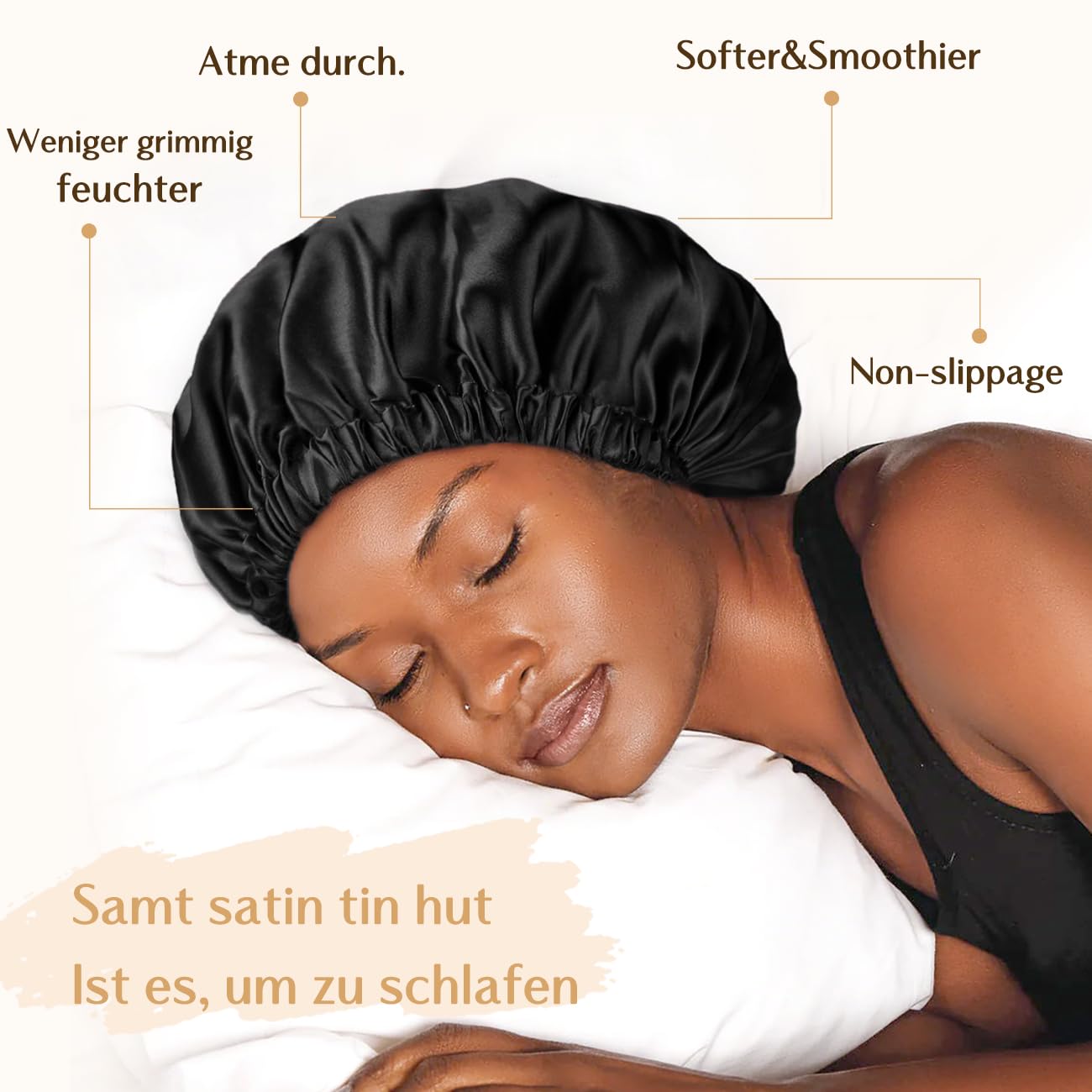 Thumbnail 1 de YANIBEST Doppelschichtige Satinhaube – Seidenhaube zum Schlafen, verstellbar, für lockiges Haar