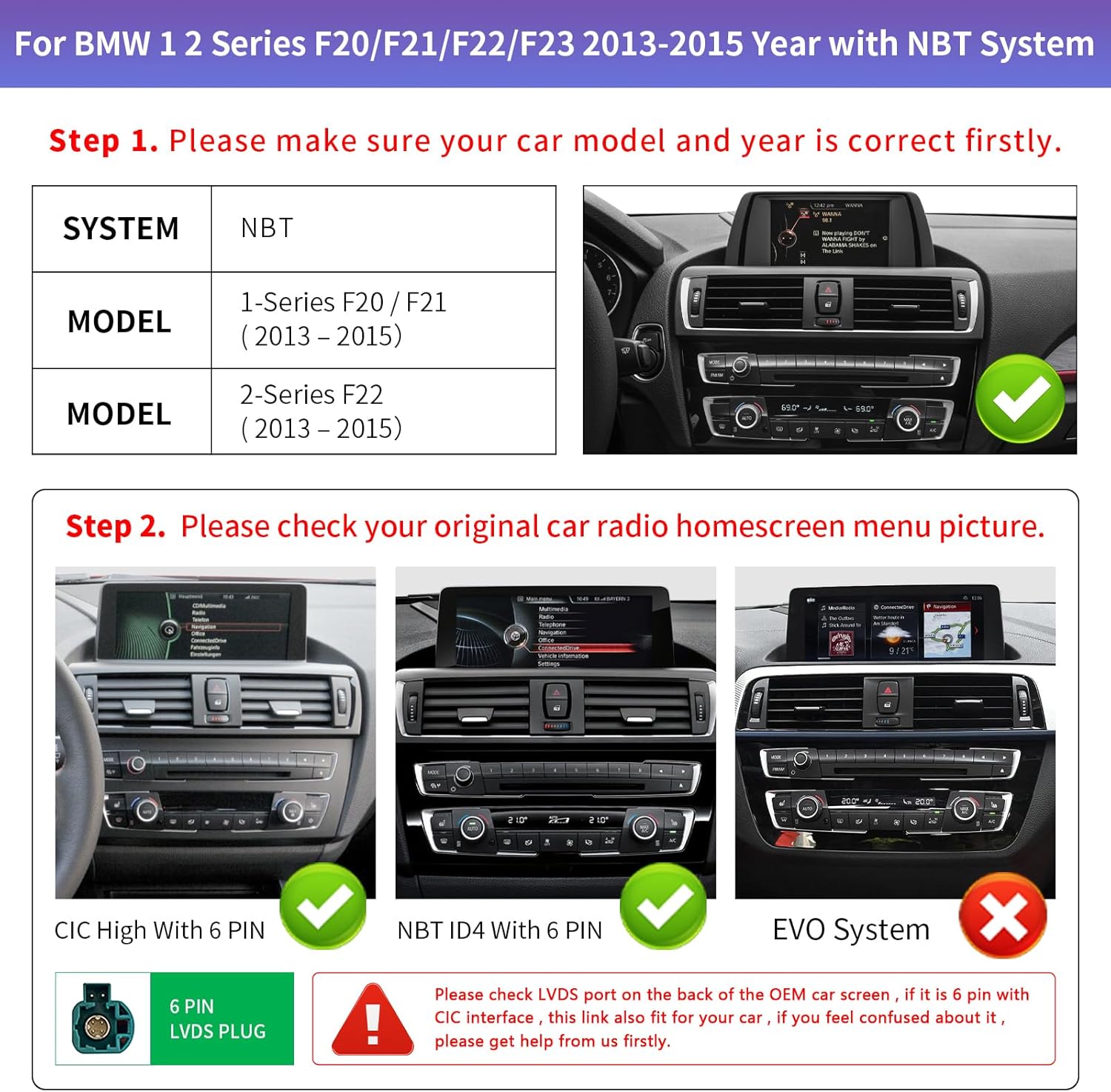 Detalle 2 de Road Top Wireless CarPlay & Android Auto 10.25-inch Car Stereo for BMW 1 & 2 Series (2013–2015, NBT/LVDS 6-pin)