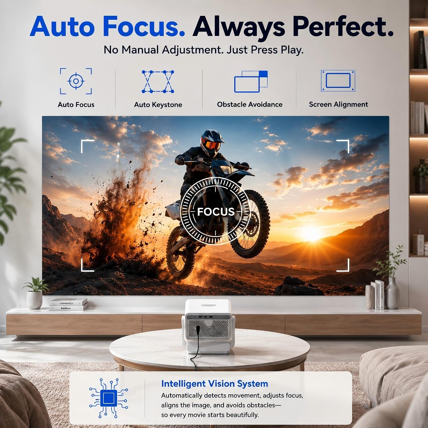 Thumbnail 5 de VISSPL Now with Netflix & 3500 ANSI 4K Smart Projector: Portable Home Theater with Auto Focus