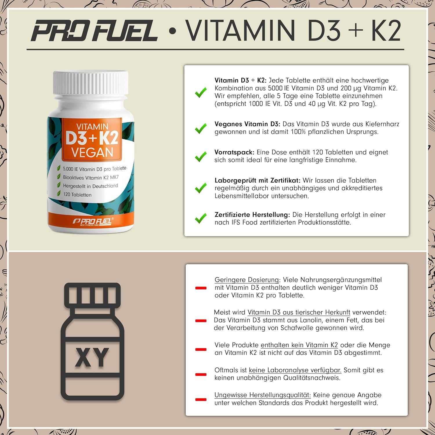 Thumbnail 2 de Vitamin D3 K2 VEGAN 120 Tabletten ⚡