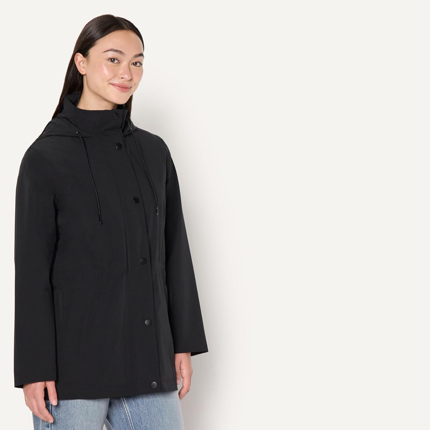 Detalle de Amazon Essentials Women's Relaxed-Fit Lightweight Waterproof Long Hooded Rain Jacket