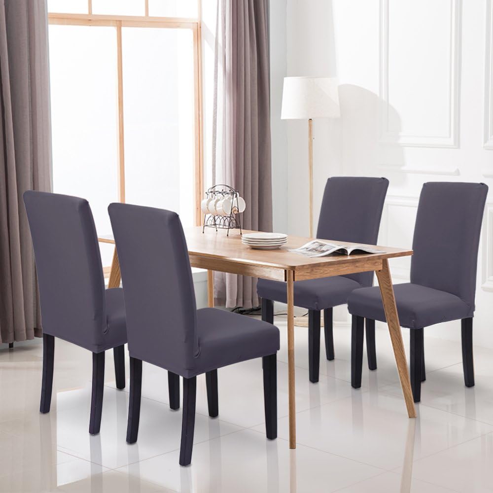 Detalle de SaintderG Housse de chaise 6 pièces en lycra pour salle à manger (gris)