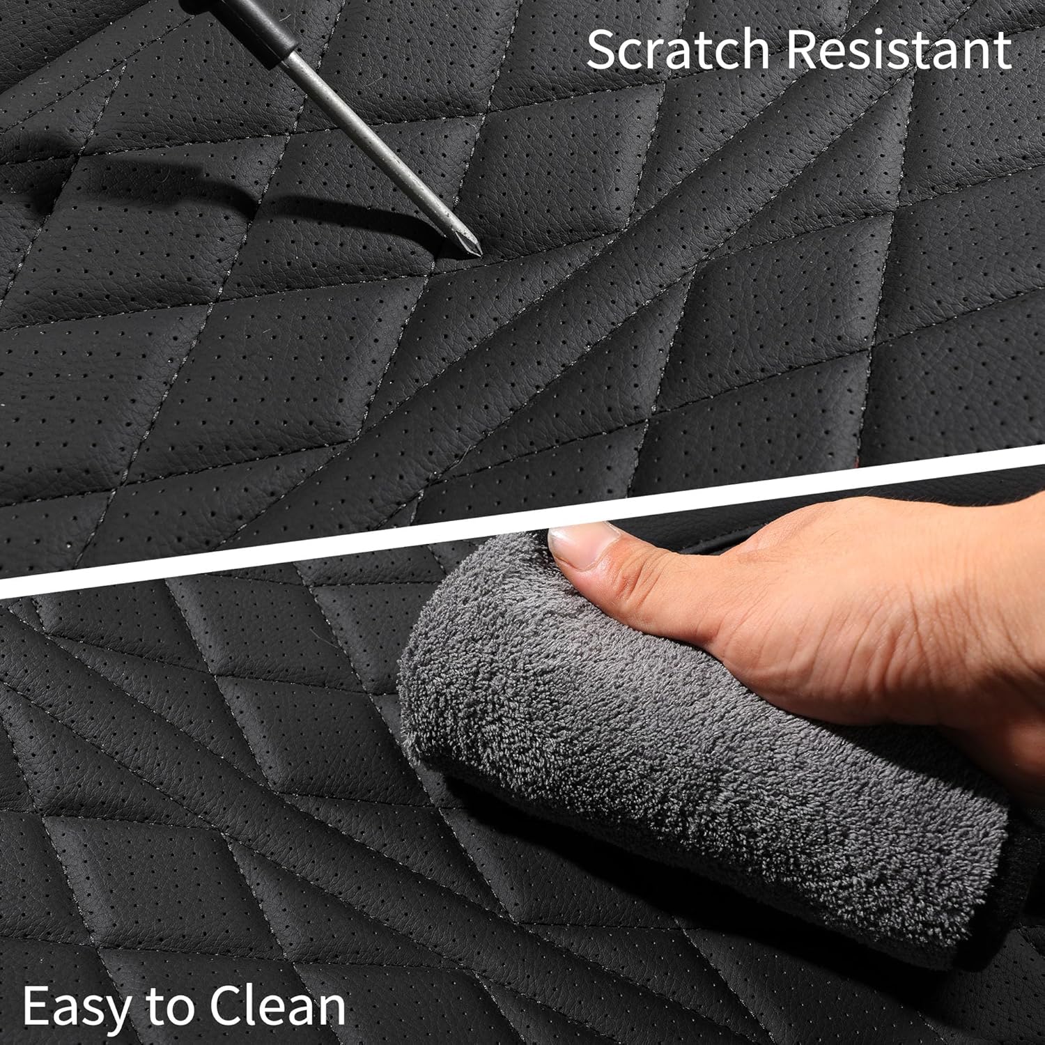 Thumbnail 5 de DuDuWang Custom Fit Faux Leather Car Seat Cover Set for Dodge Ram 1500/2500/3500 (2002–2026) — Black Front Seat