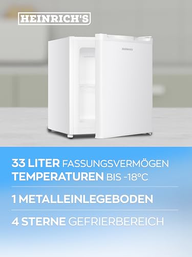 Detalle de Heinrichs Mini-Gefrierschrank 33 L – leise, -18°C, reversibler Türanschlag