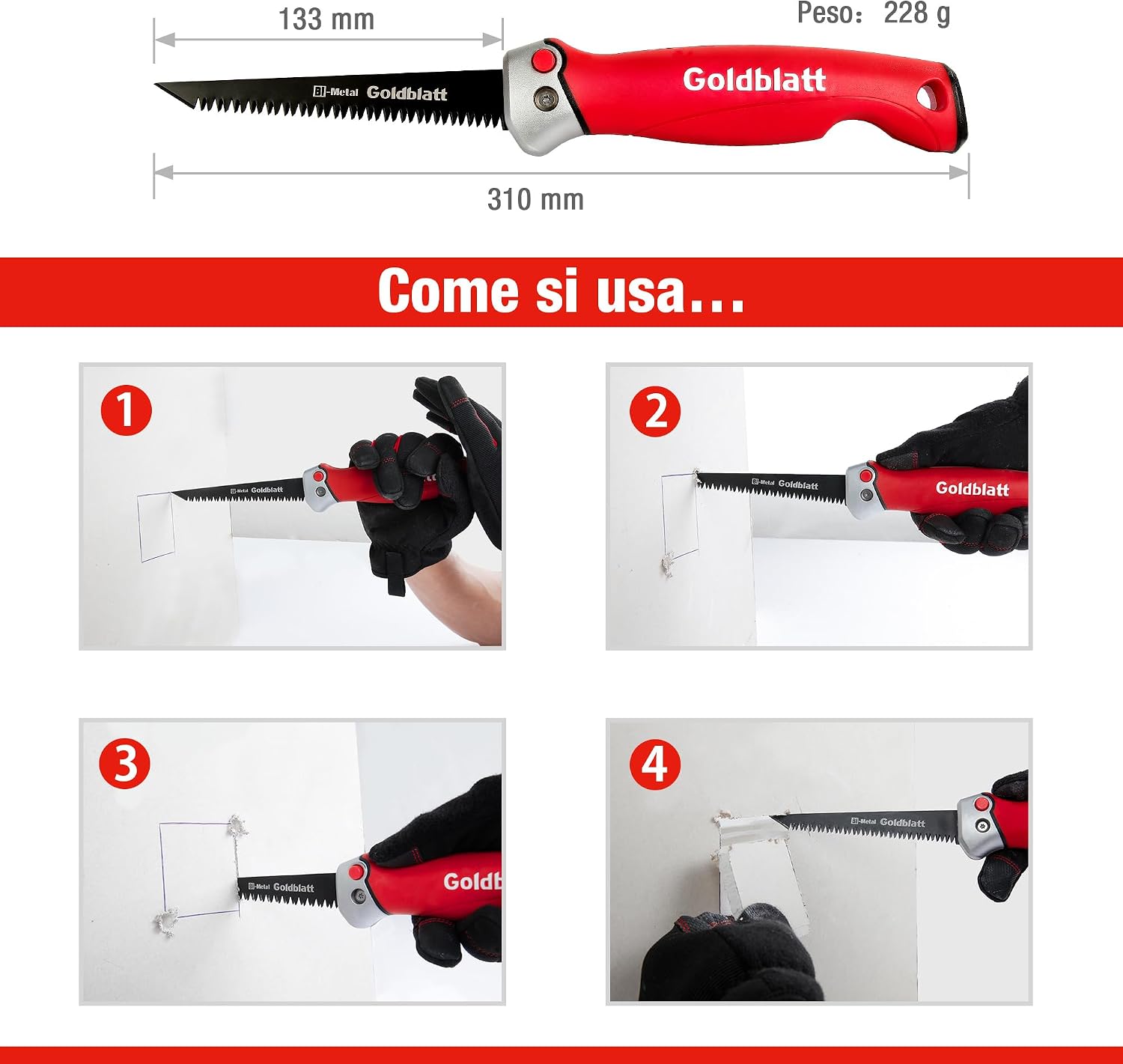 Thumbnail 3 de Goldblatt Seghe Pieghevole Jab Saw 310 mm (D6A / M2) con Impugnatura Morbida