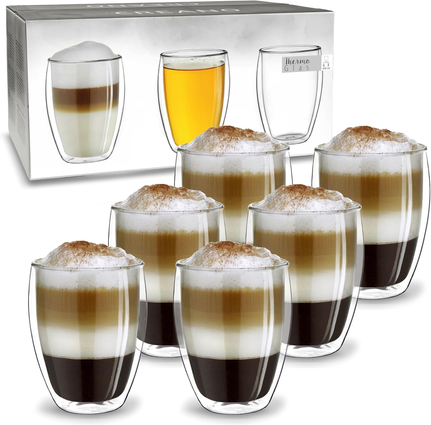 Detalle de Creano DG-Hoch dubbelwandige thermoglazen 400 ml, set van 6