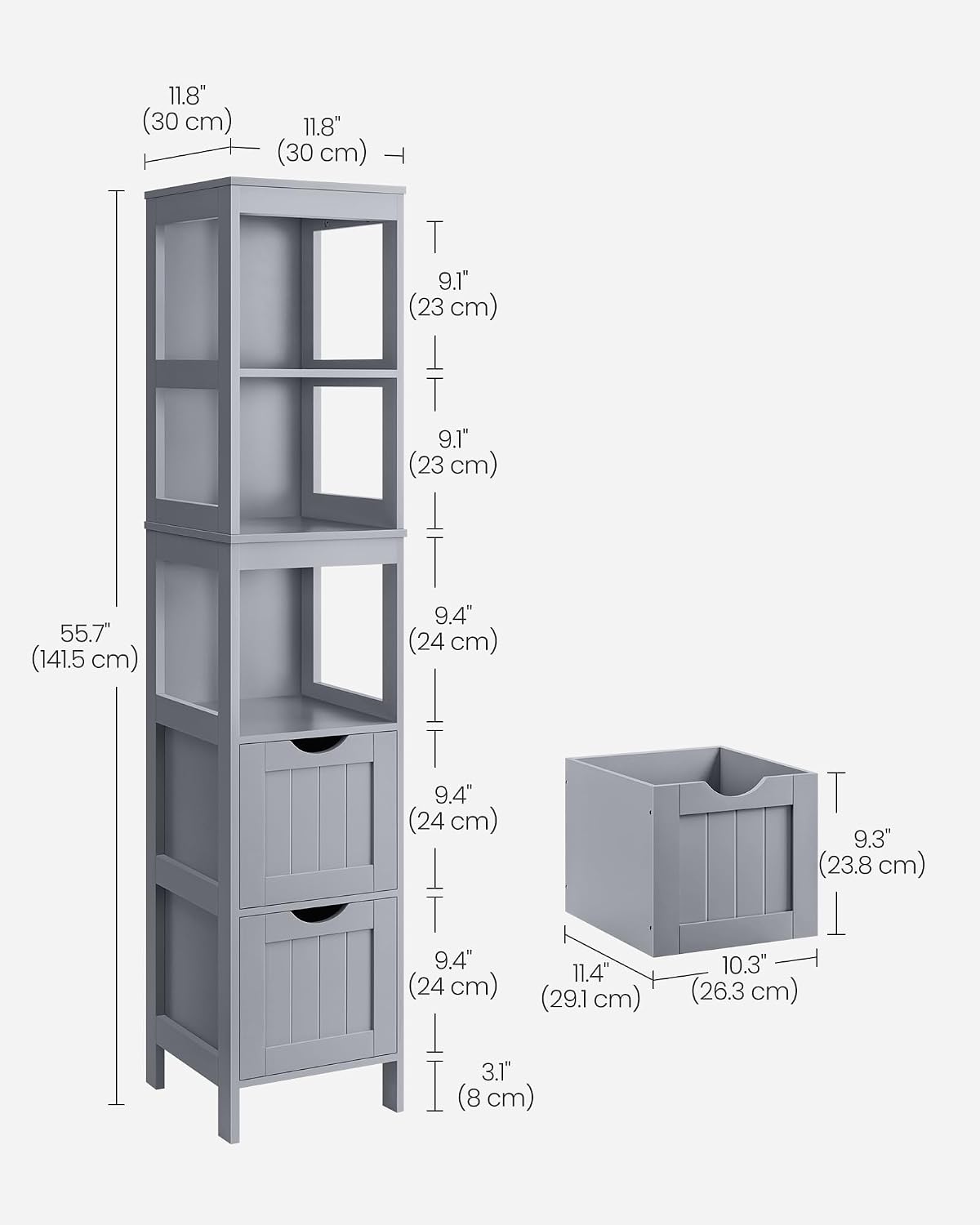 Thumbnail 2 de VASAGLE SOFIE BBC066G02 Corner Cabinet, Dove Grey, 2 Drawers