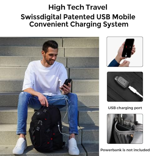 Detalle 2 de Swissdigital Design Laptop Backpack SD803-01: A Practical, RFID-Protected Carry with USB Charging