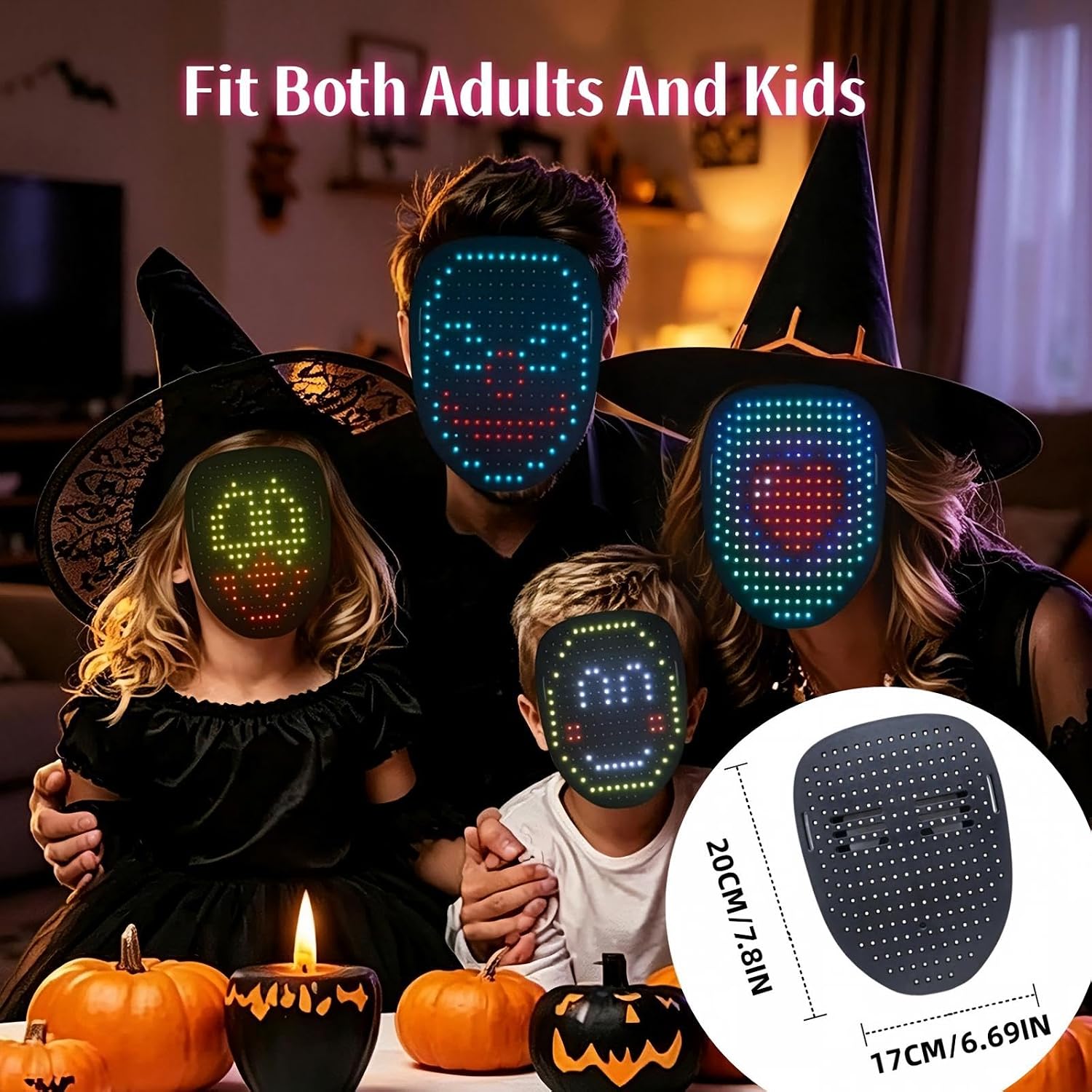 Detalle de LED Light-Up Mask, USB-C Rechargeable