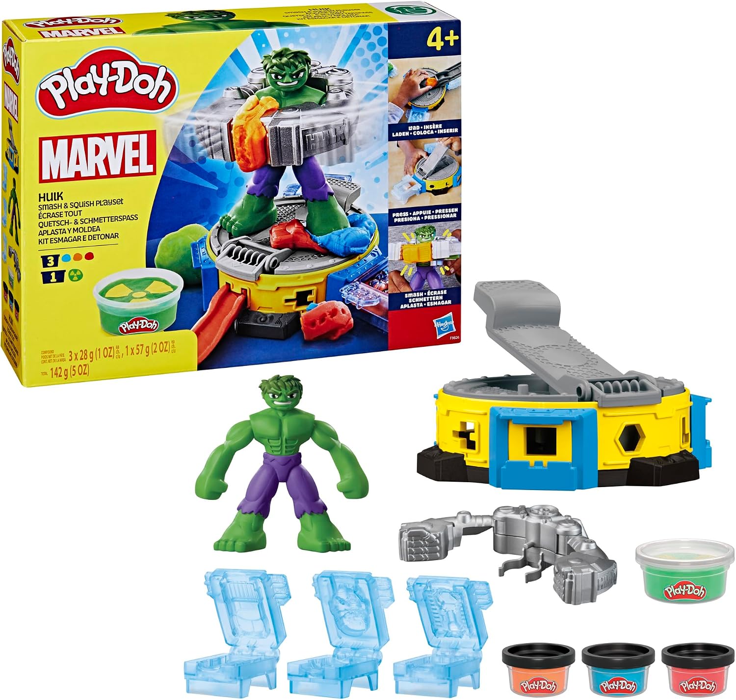 Detalle de Play‑Doh Marvel Distruggi e Schiaccia Hulk 12,7 cm 🎨