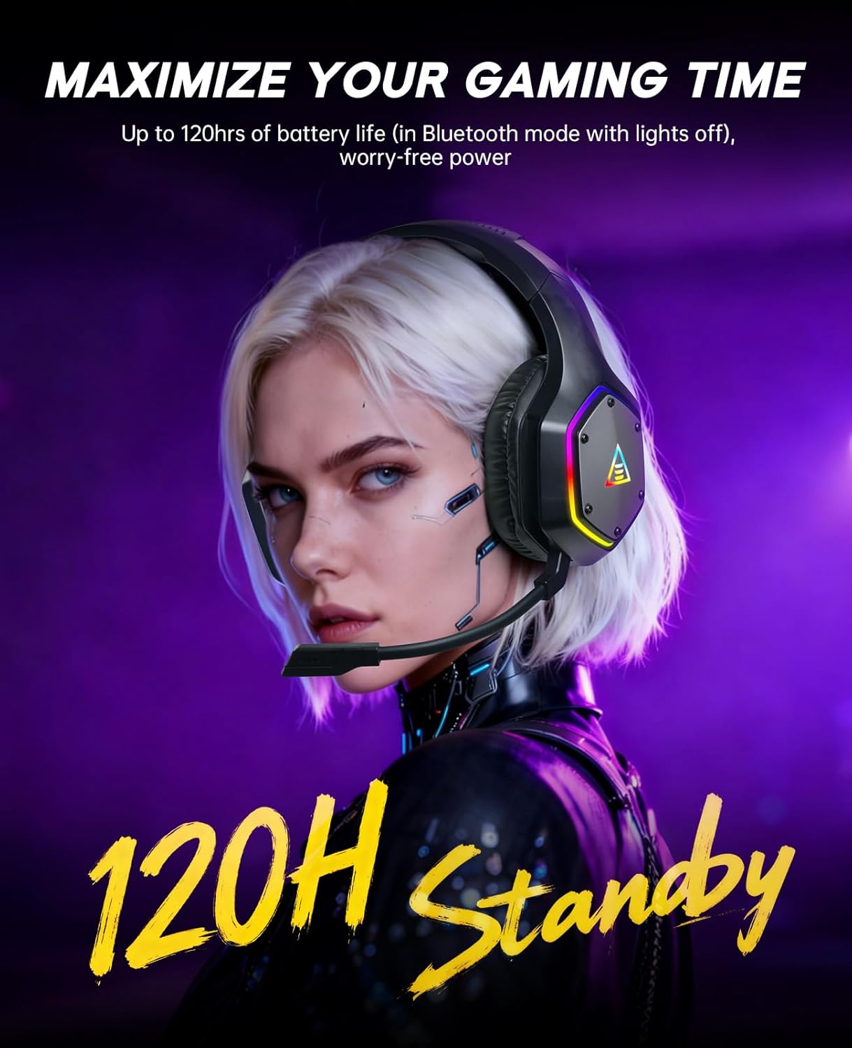 Thumbnail 2 de EKSA E1000BT : casque gaming sans fil 3-en-1 Bluetooth/2,4 GHz + audio 3,5 mm (PS5, PC, PS4)