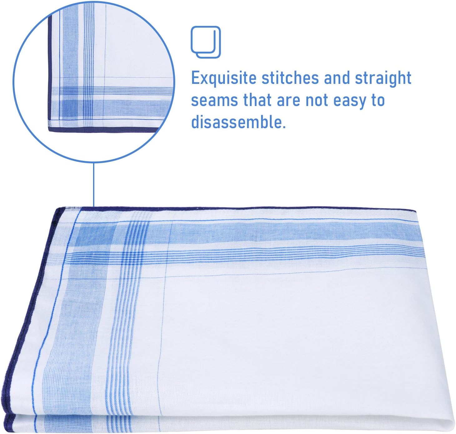 Thumbnail 2 de Aomig Fazzoletti Uomo 12 Pezzi Grandi in Cotone – Plaid Classico, 40x40 cm