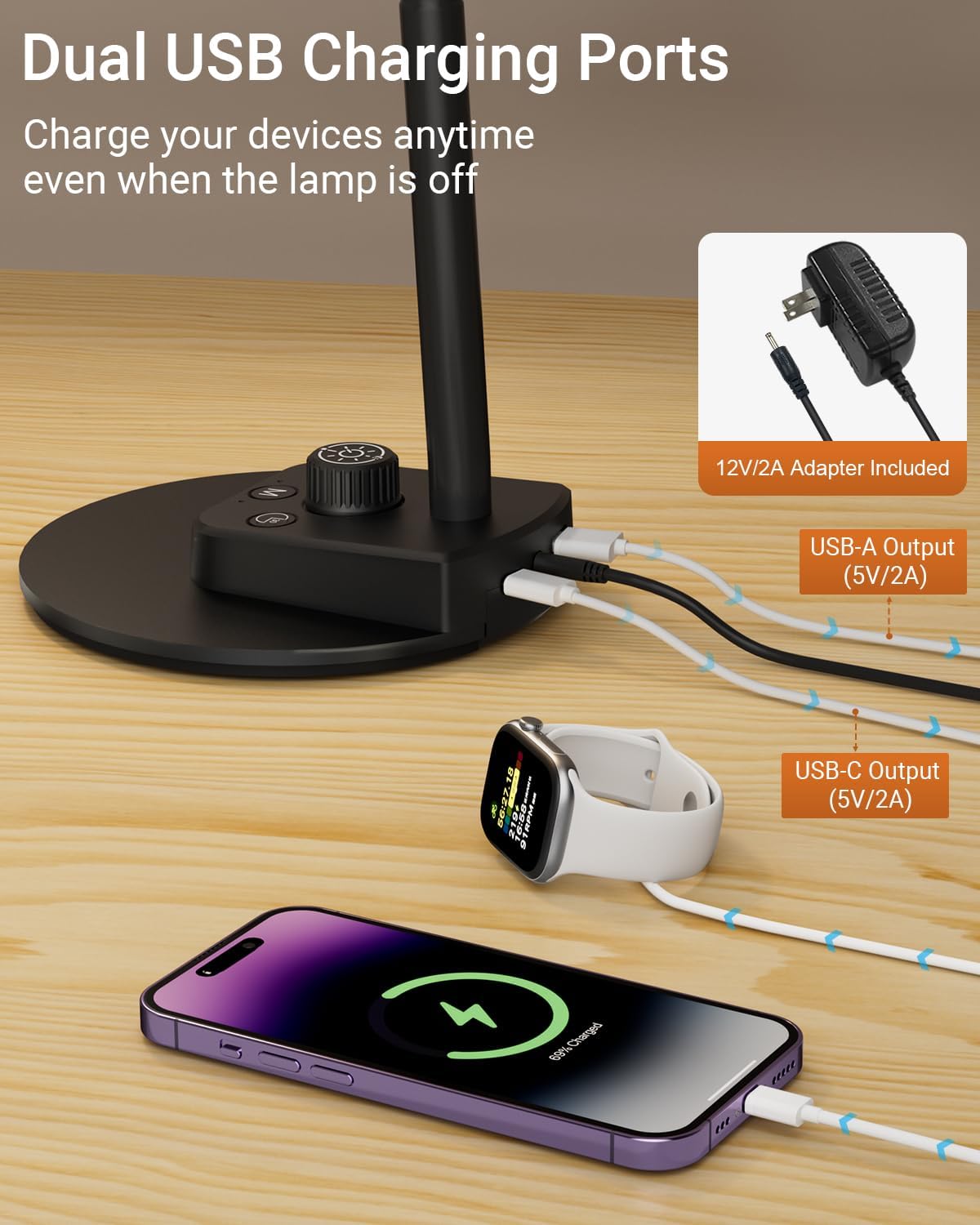 Detalle 2 de Desk Lamp 12V 2A eye care dimmable