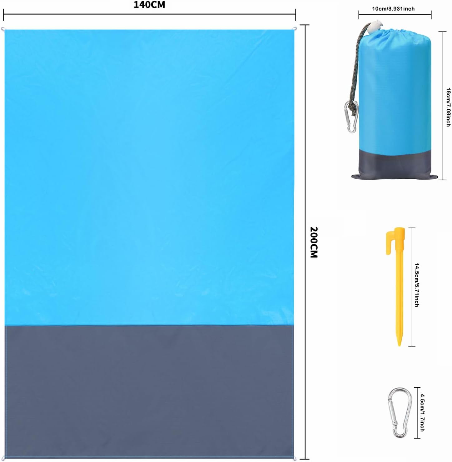 Detalle 2 de Gigmeta GM-STD-140 strandmat van nylon, 200 x 140 cm, water- en zandbestendig