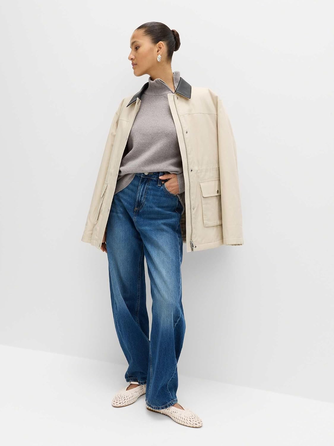 Thumbnail 2 de Marks & Spencer damestrui met asymmetrische rits, trechterhals en stretch