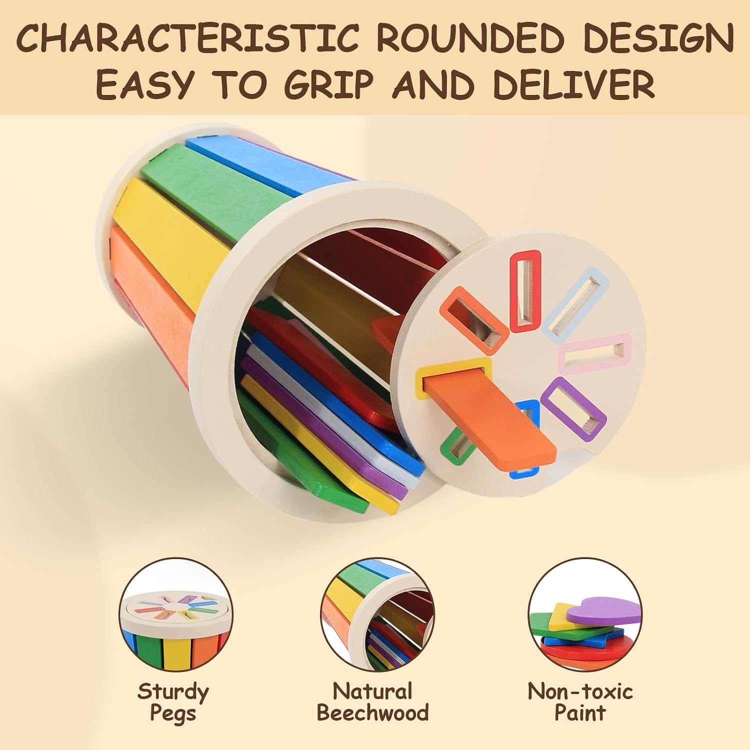Thumbnail 4 de Baeroly Montessori Spielzeug Holz Farbe Form Sortierspielzeug – Farben- und Formkunde für Kleinkinder 12–36 Monate