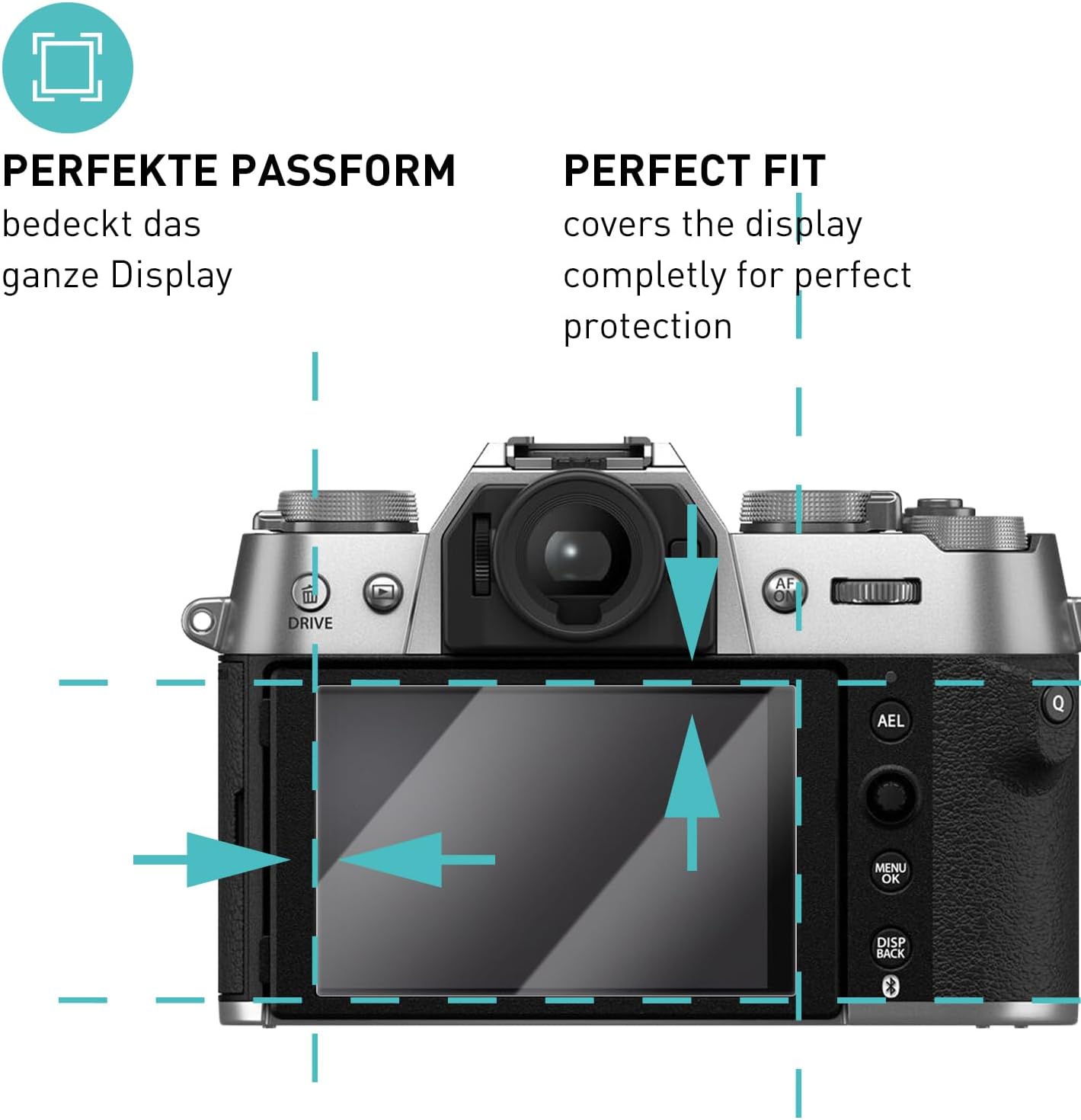 Detalle de smartect Schutzglas 3er-Set für Fujifilm X-T50 – HD Displayschutz, 0,3 mm, 9H, stoßfest & blasenfrei