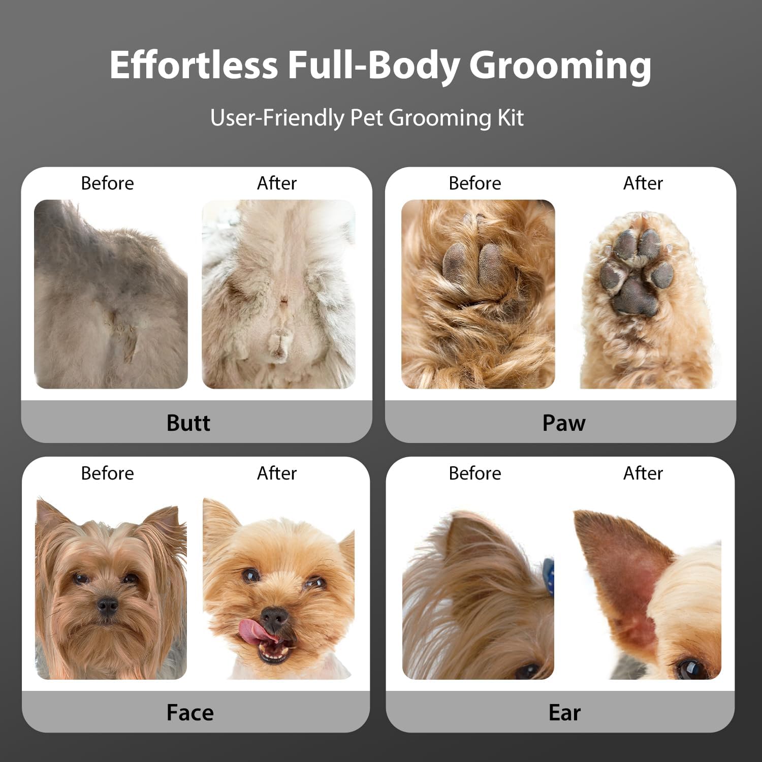 Detalle de FuzzyFix Tondeuses Chiens et Tondeuse pour Pattes de Chien 3 en 1 – Sans fil et silencieuse (Noir)
