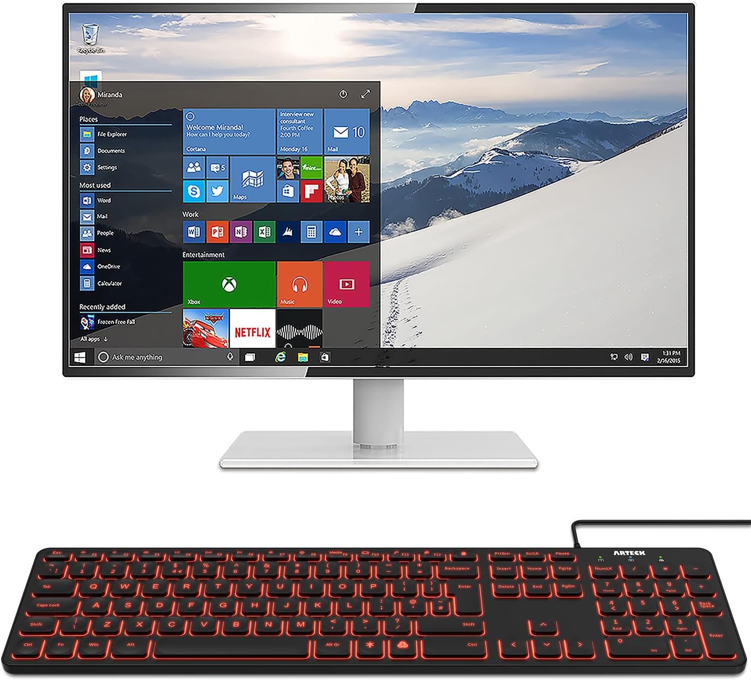 Thumbnail 5 de Arteck USB Wired Keyboard 1.8M Backlit, 7‑colour