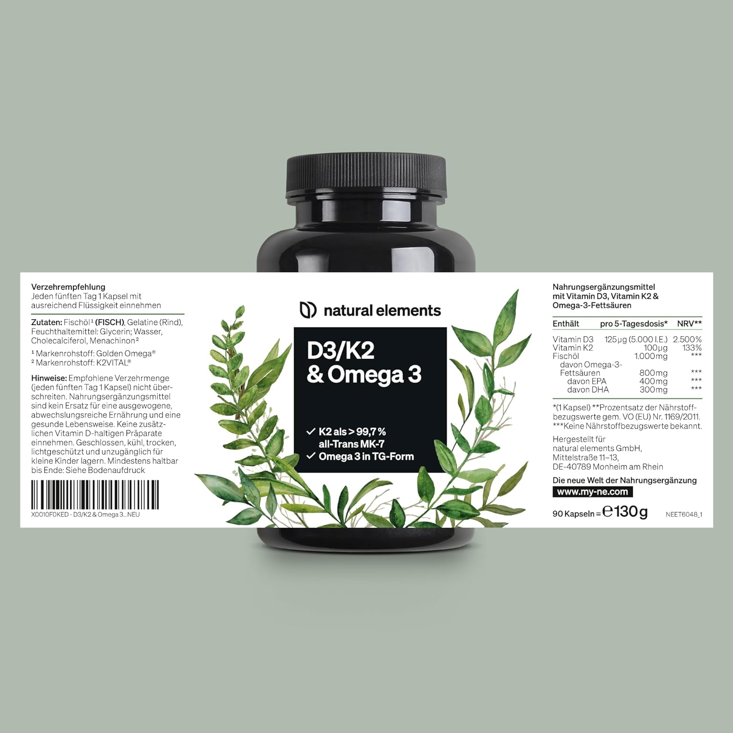 Thumbnail 5 de natural elements Vitamin D3 K2 Omega‑3 — Nahrungsergänzungsmittel
