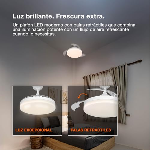 Detalle de OSRAM Ventilador de techo LED Blanco: silencioso, control remoto y luz ajustable