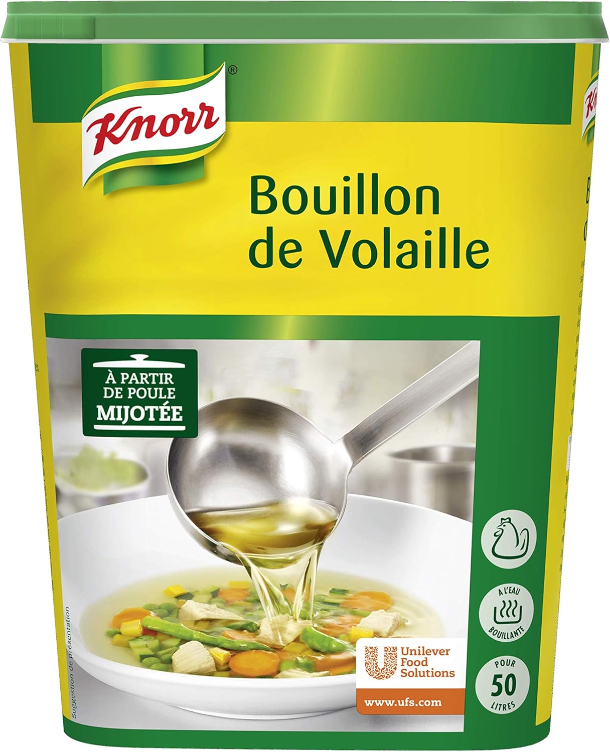 Detalle de Knorr Bouillon de Volaille Déshydraté 1 kg – Lot de 2, dissolution instantanée