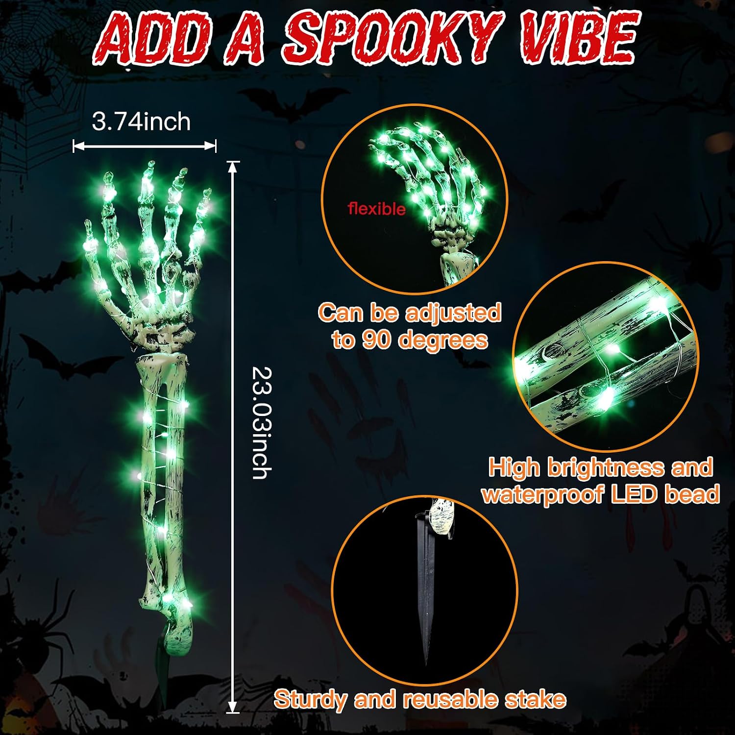 Thumbnail 4 de Jkwiwe KLT-ZSQ Halloween Skeleton Stakes with 100 Green Lights