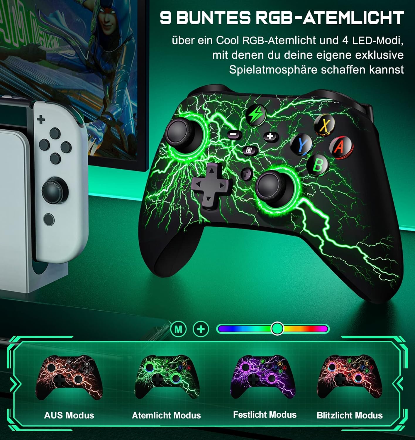 Thumbnail 2 de GAMSINGY Switch Wireless Controller mit Motion-Steuerung, Dual-Motor-Vibration und Turbo/Makros