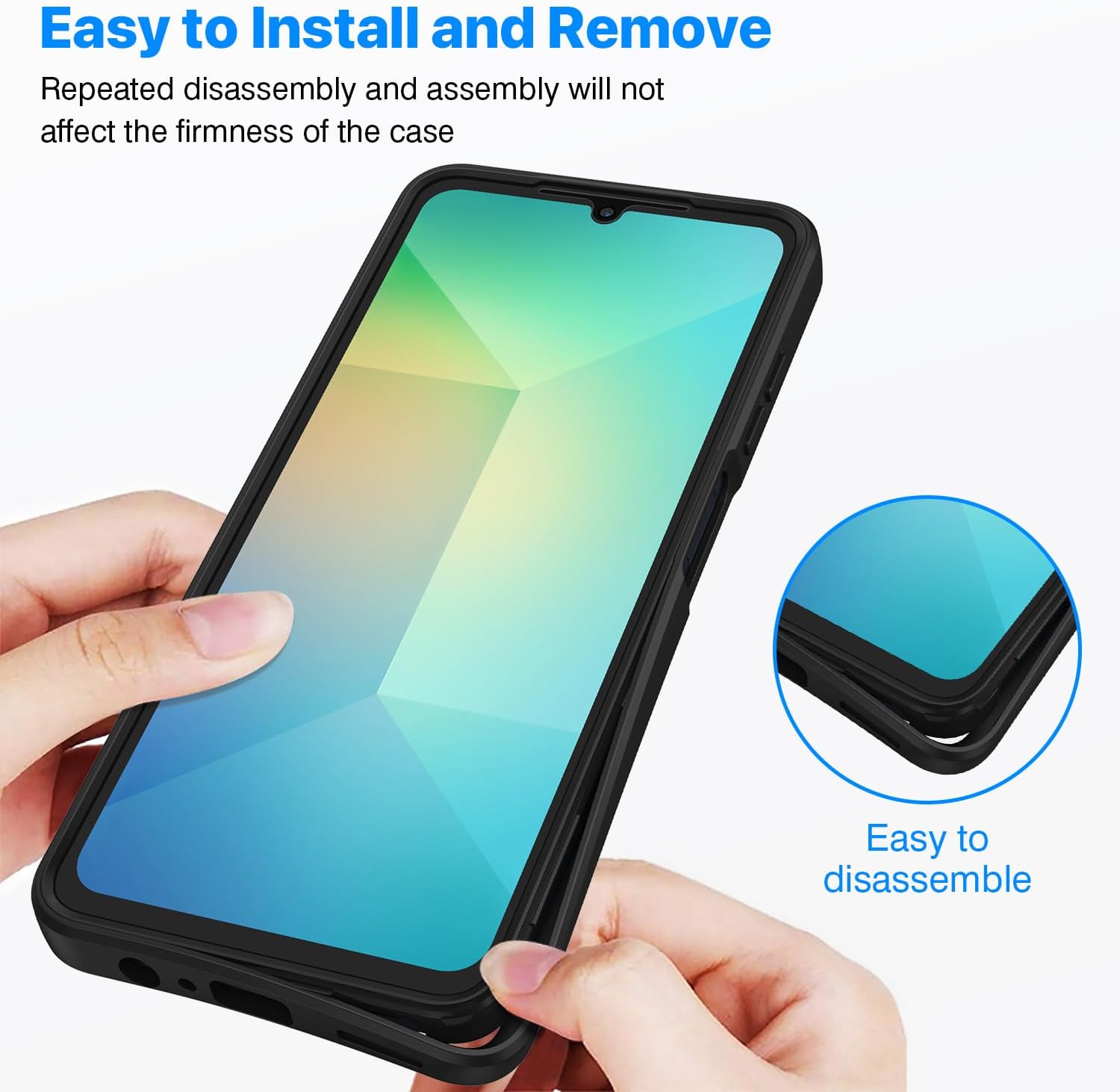 Detalle 2 de CENHUFO for Samsung Galaxy A06 rugged case with built-in screen protector (black)