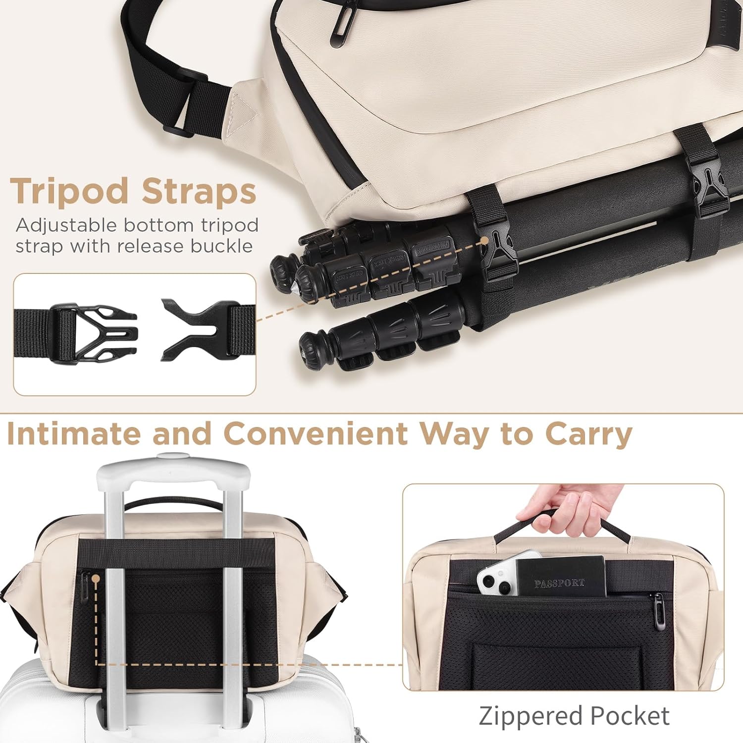 Thumbnail 3 de TAAOKA Camera Sling Bag: Waterproof DSLR/SLR/Mirrorless Case with Tripod Holder