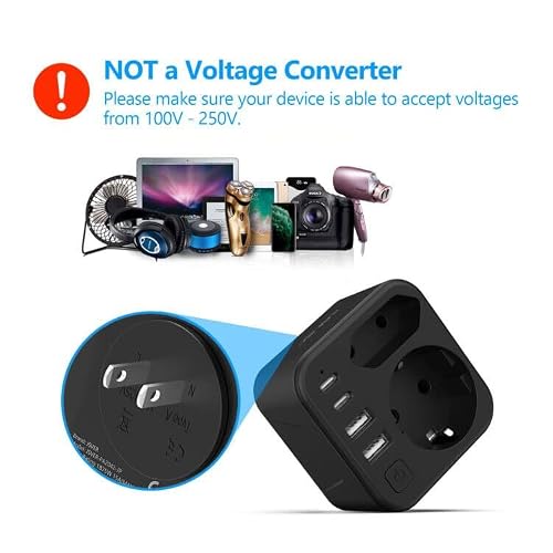Thumbnail 6 de Adaptador de Enchufe JSVER para Japón: Cargador de Viaje 6 en 1 con 2 USB-C y 2 USB-A