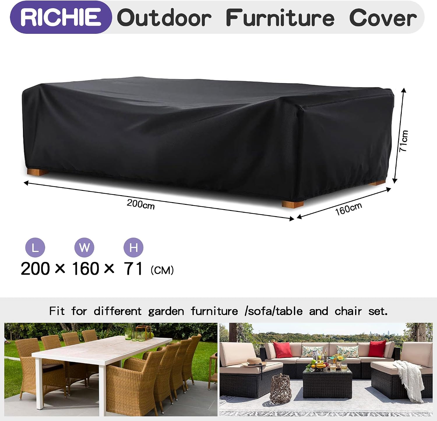 Detalle 2 de RICHIE Garden Furniture Cover 200x160x71cm