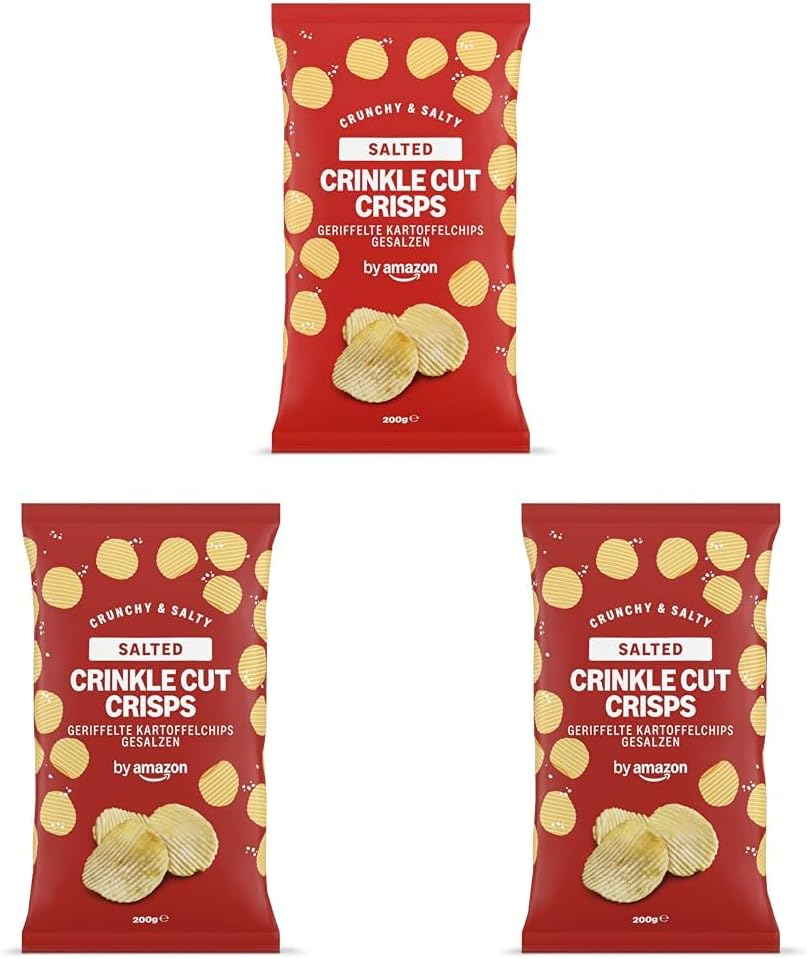 Detalle de By Amazon Patatine Fritte Rigate, Salate, 200 g: snack croccante e pratico