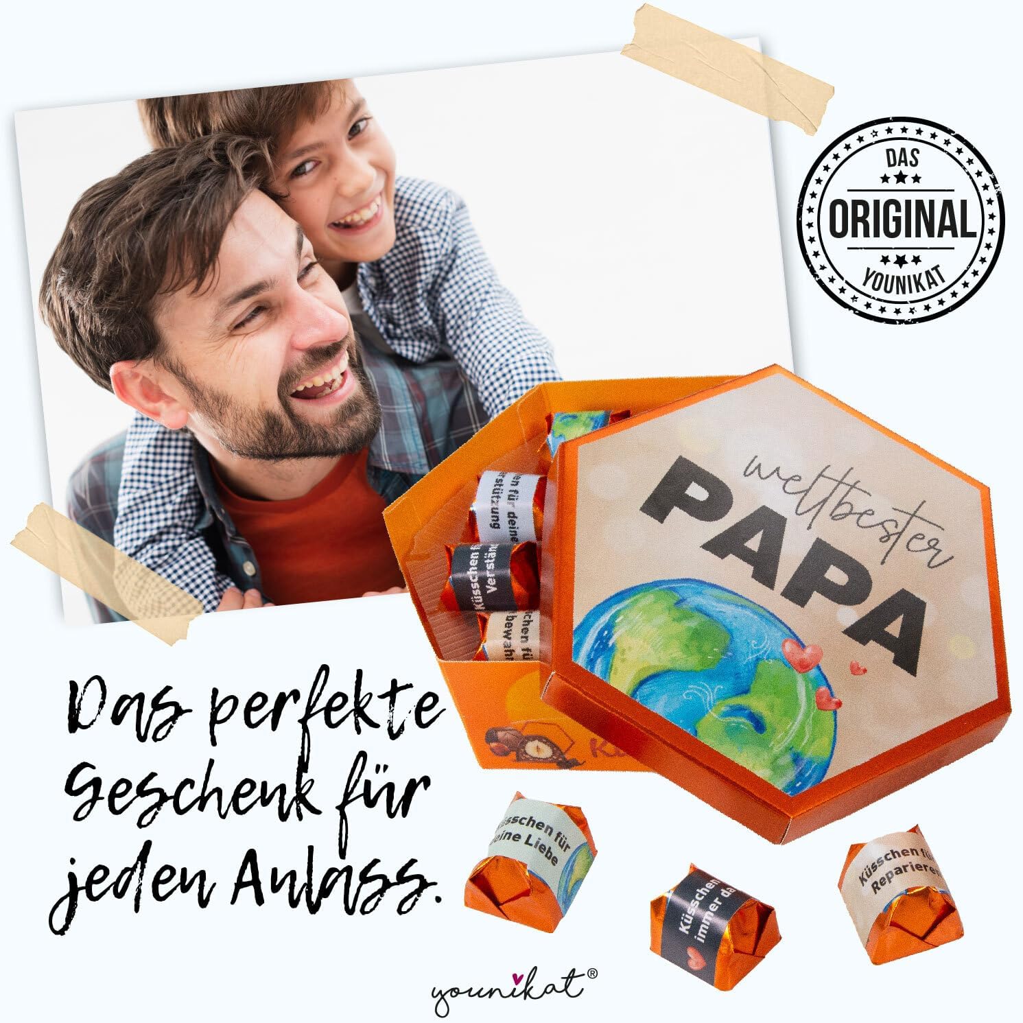 Thumbnail 5 de YouNikat Aufkleber für Küsschen Pralinen – Geschenk Vatertag, Danke Weltbester Papa (dv1191)