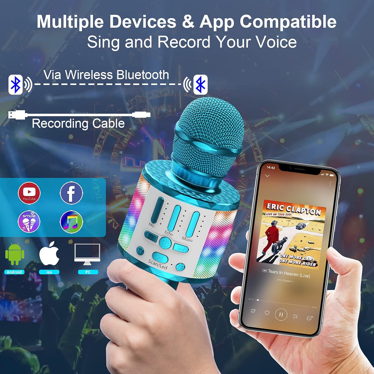 Thumbnail 2 de Karaoke Mikrofon LED Bluetooth