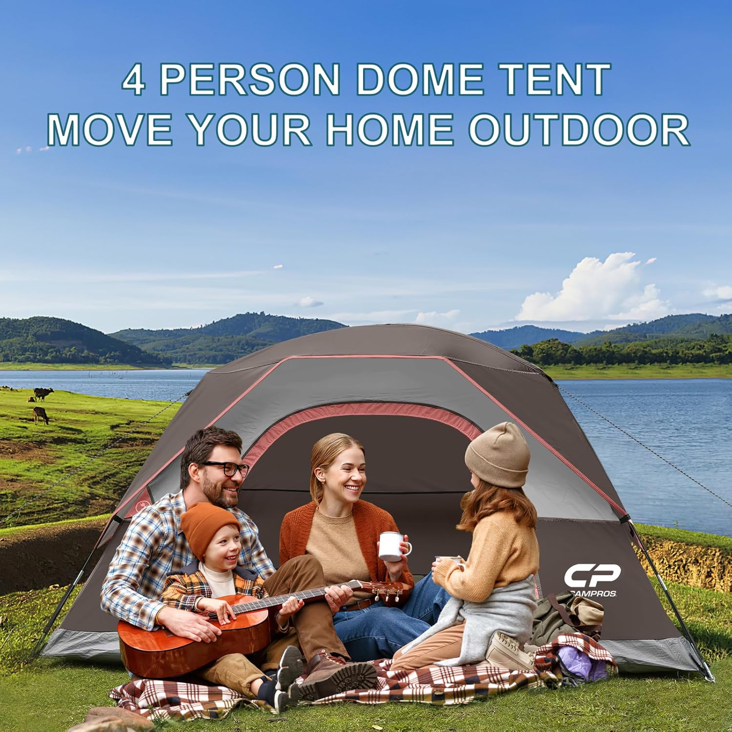Thumbnail 5 de CAMPROS CP Camping Tent 4 Person: Waterproof, Easy Setup,Large Mesh Windows