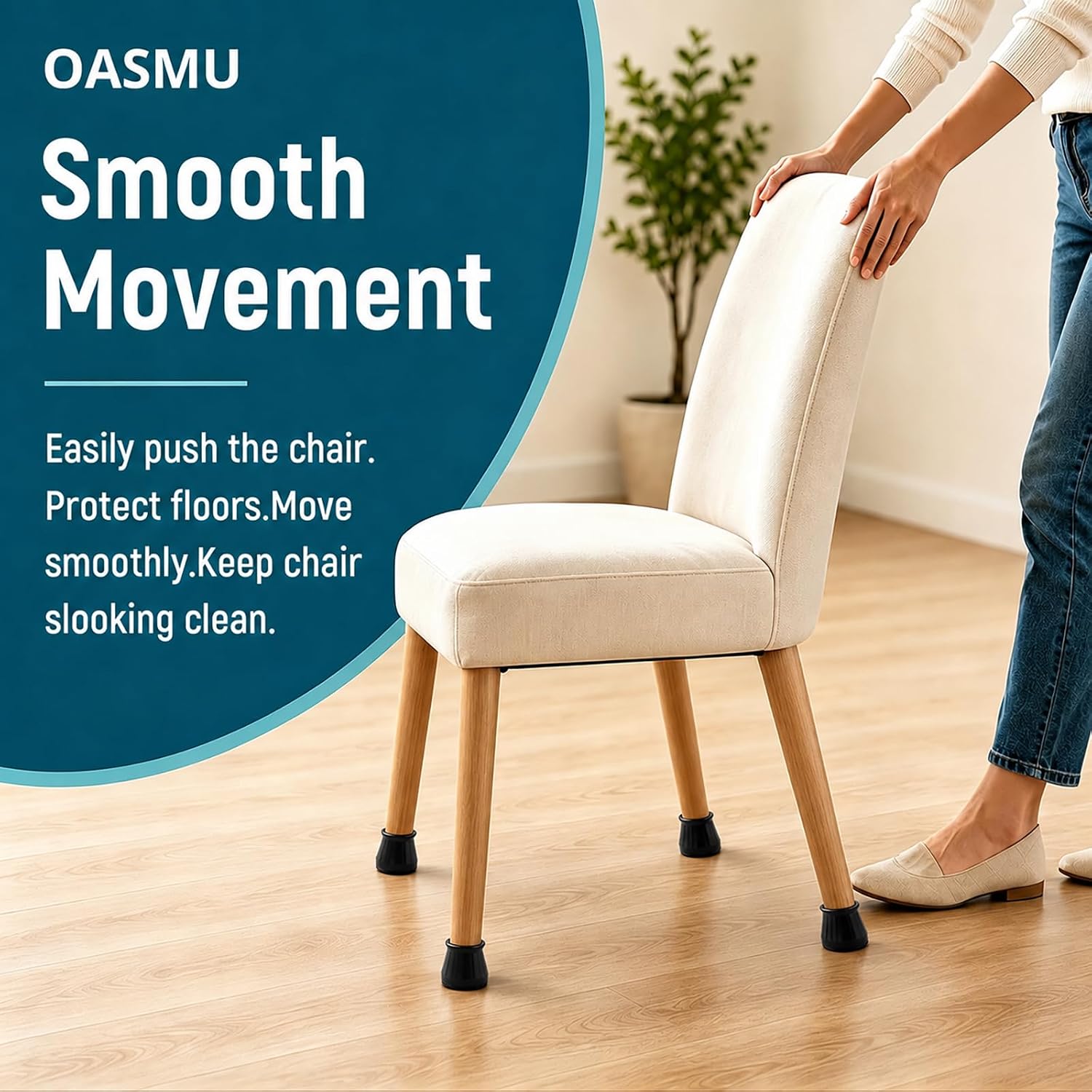 Detalle 1 de OASMU U Chair Leg Floor Protectors, 32-Piece Silicone Covers with Felt Pads