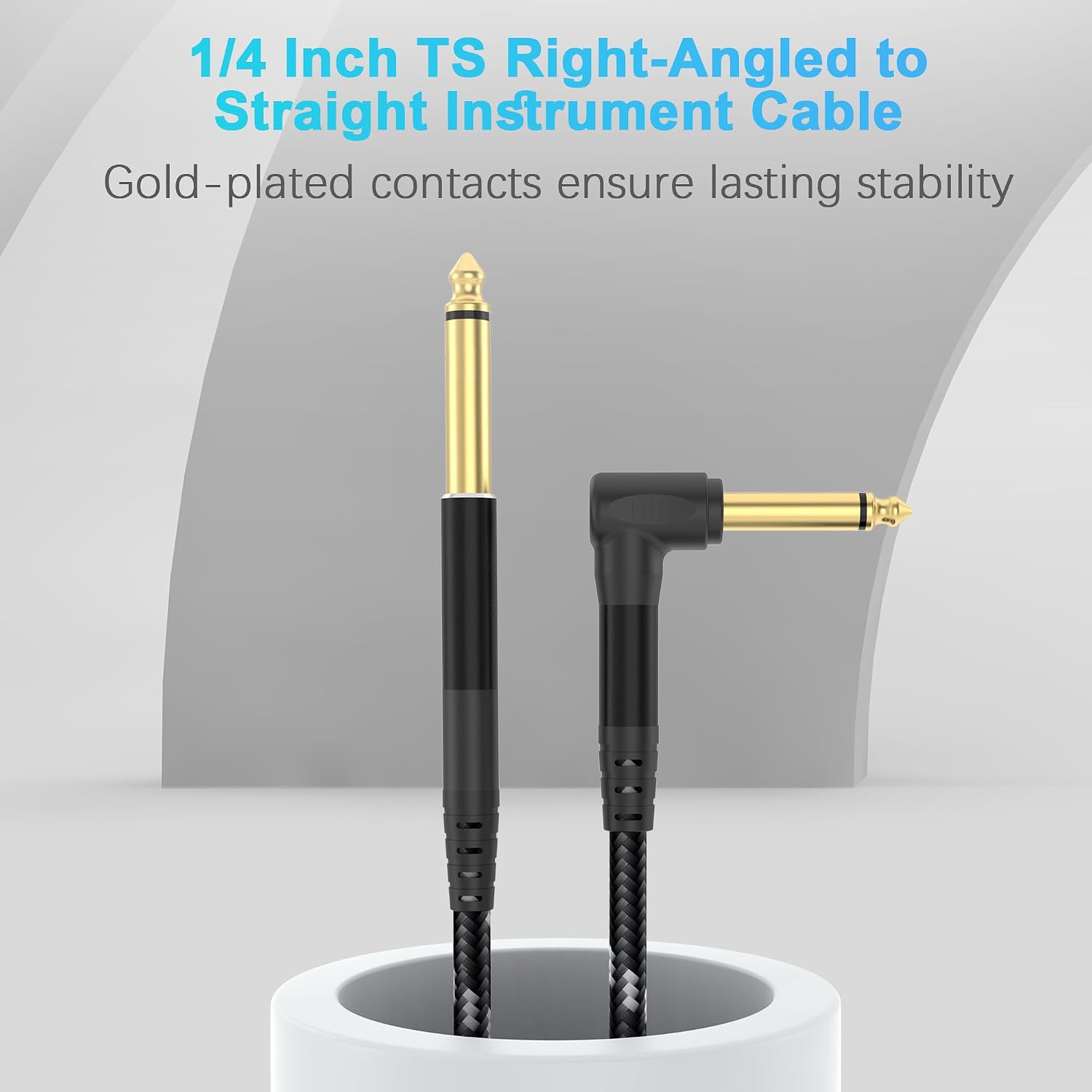 Detalle de JOLGOO jg-gt-24112008 1/4-Inch TS Instrument Cable, 10ft 2-Pack