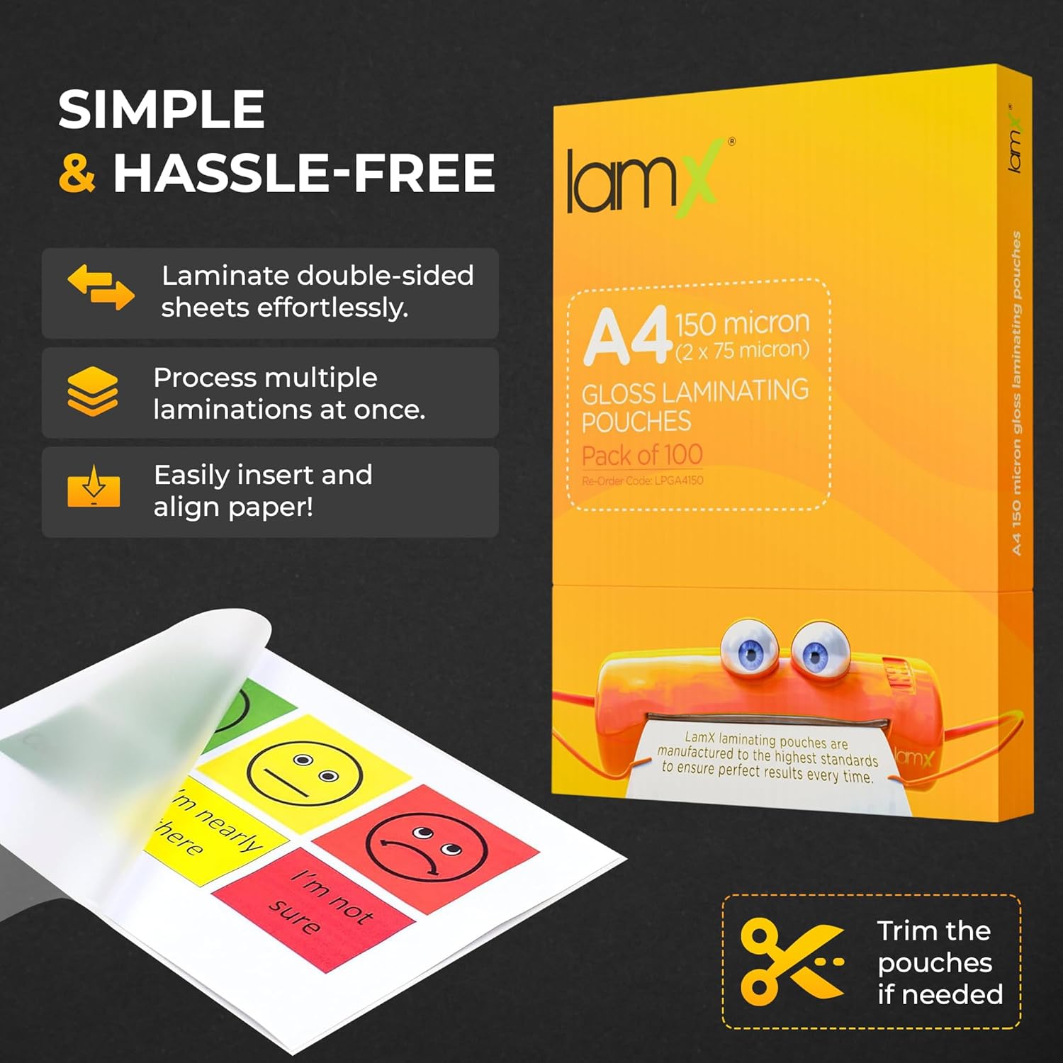 Thumbnail 4 de LAMX A4 Laminating Pouches 150 micron (75+75) – High Gloss, Anti-Static Pack of 100