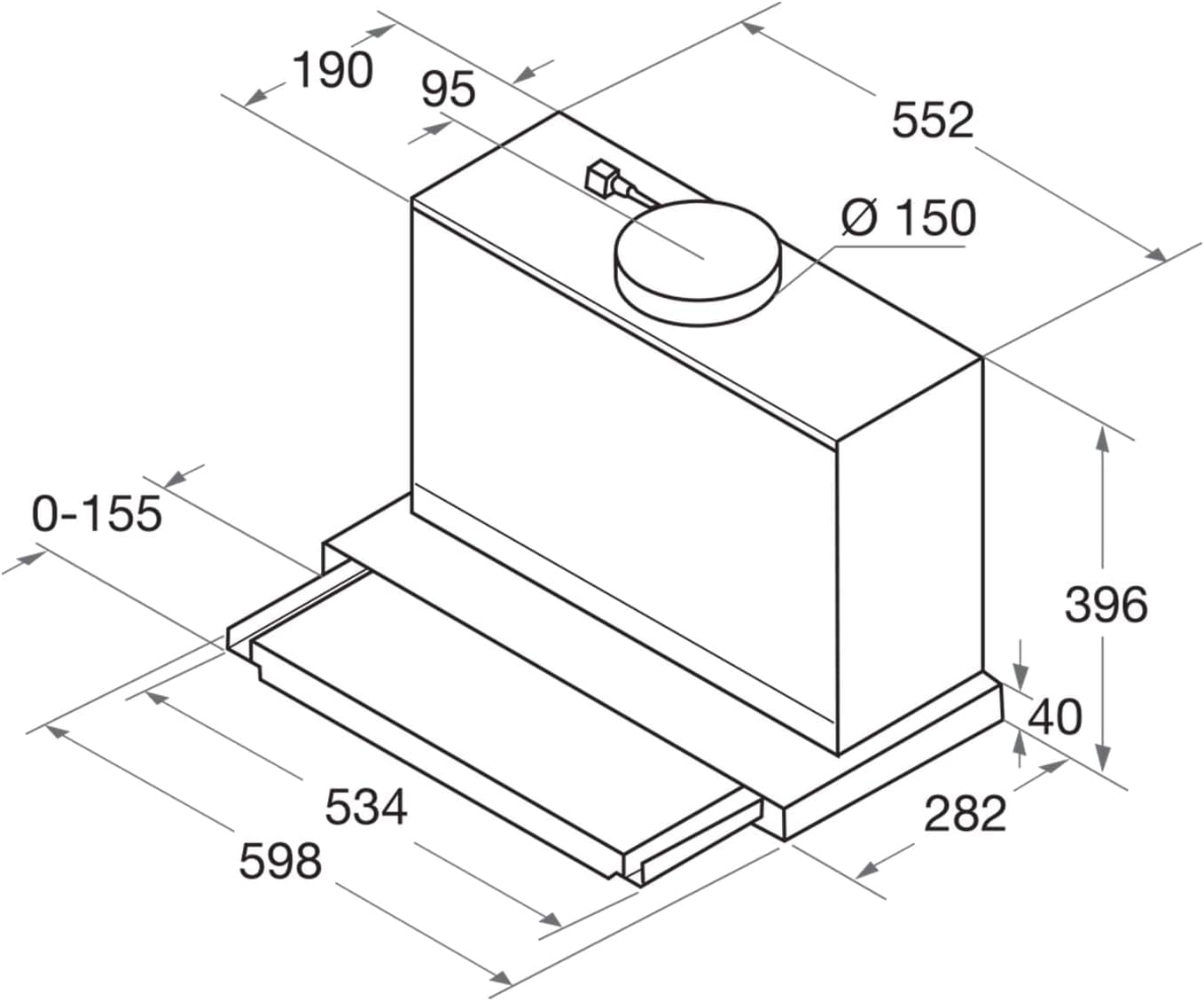 Thumbnail 2 de Bauknecht DBAH 65 LM X Flachschirmhaube – 60 cm, Abluft- und Umluftbetrieb, LED-Beleuchtung, 3 Leistungsstufen