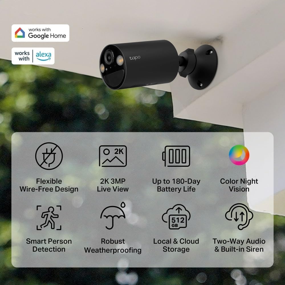 Detalle de Tapo C411 2K 3MP Battery Security Camera Outdoor: Wire-Free, Color Night Vision and Solar