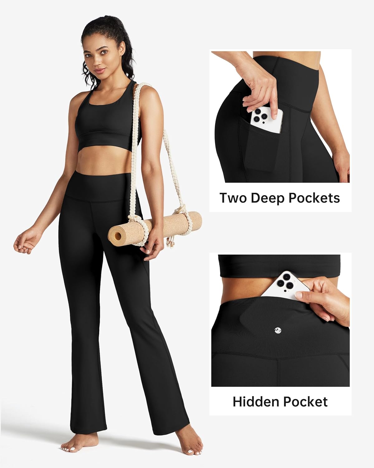 Thumbnail 4 de Willit Women’s Flare Yoga Pants (High Waist, Tummy Control) with Pockets — 27/29/31/33" Inseam Options