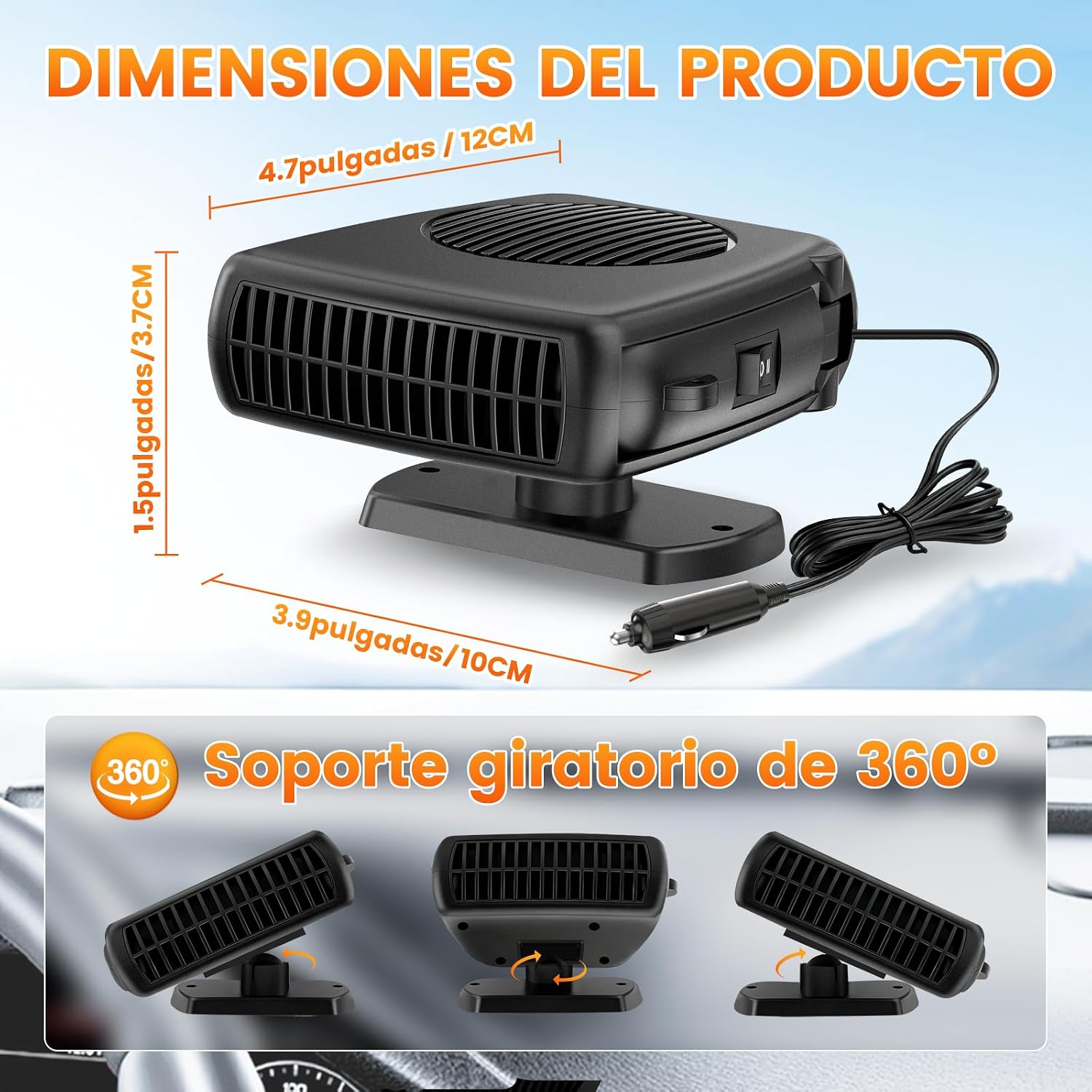 Detalle 2 de Blytra Calentador Coche 12V 200W para habitáculo