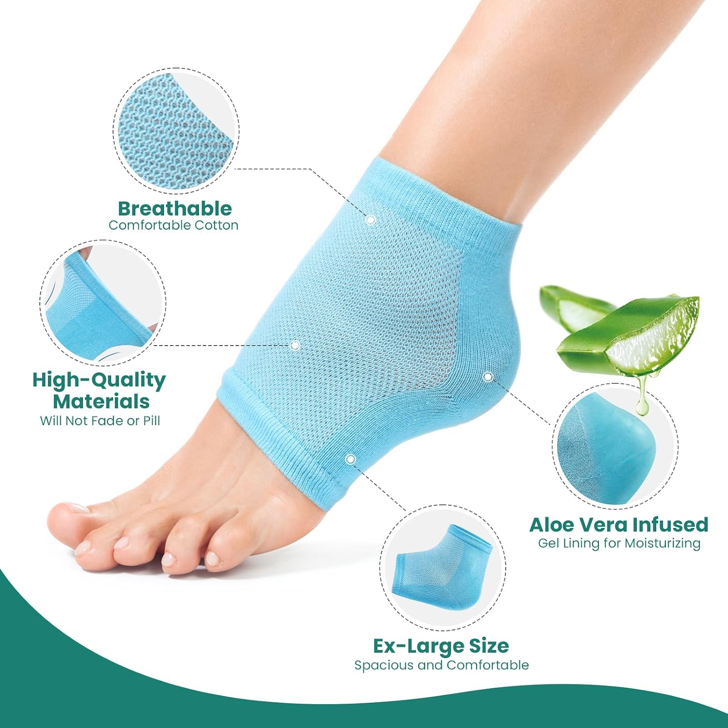 Thumbnail 2 de Welnove Moisturizing Heel Socks Aloe Vera