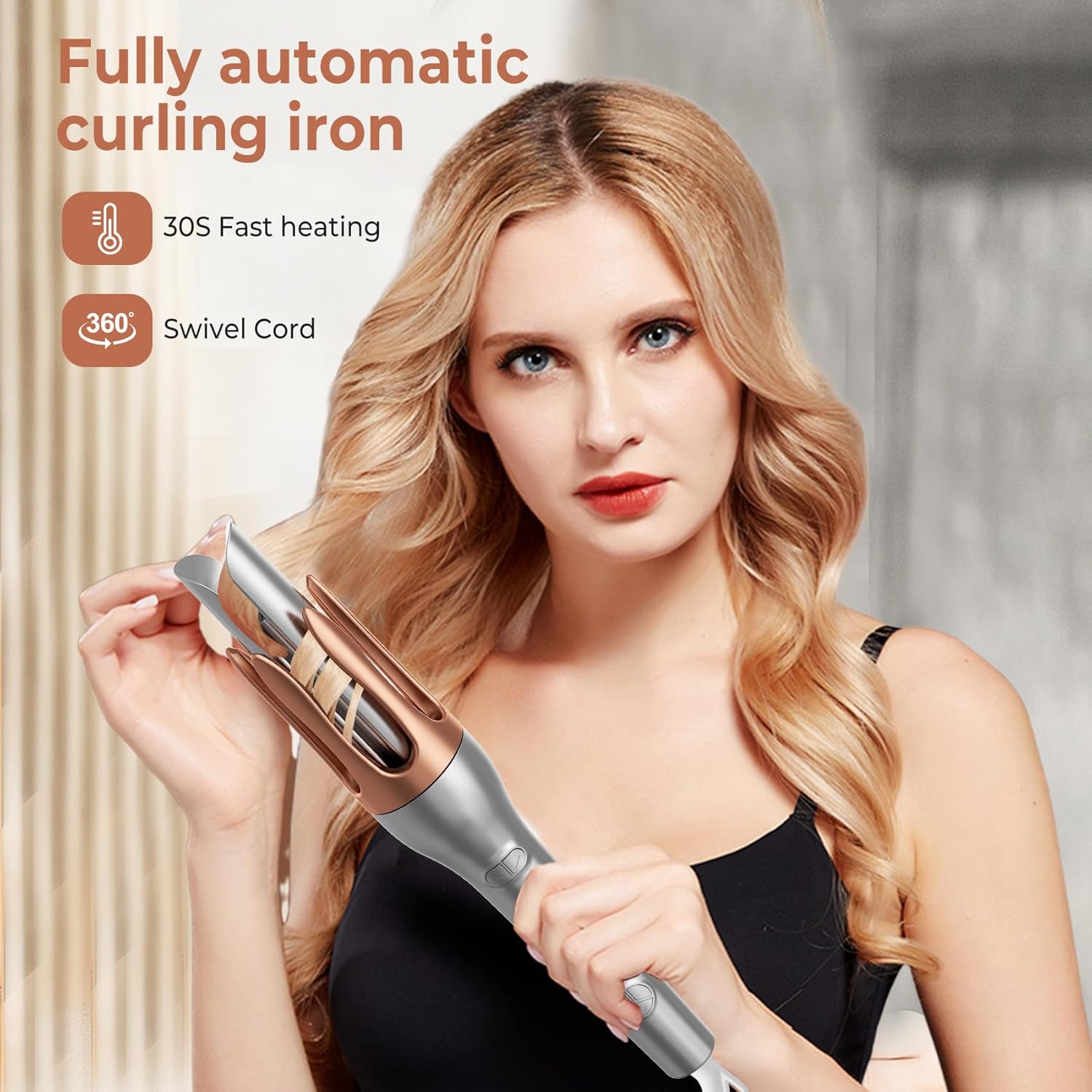 Thumbnail 2 de Hair Curler: Portable Automatic Curling Iron with 32mm Tourmaline Ceramic Barrel