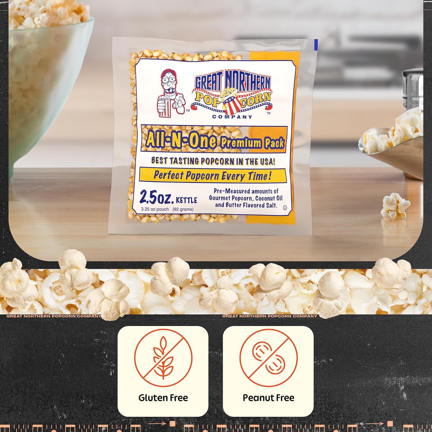Detalle 2 de Great Northern Popcorn 83-DT6226-IMP 2.5 oz Movie Theater Popcorn Packs, 5-Count