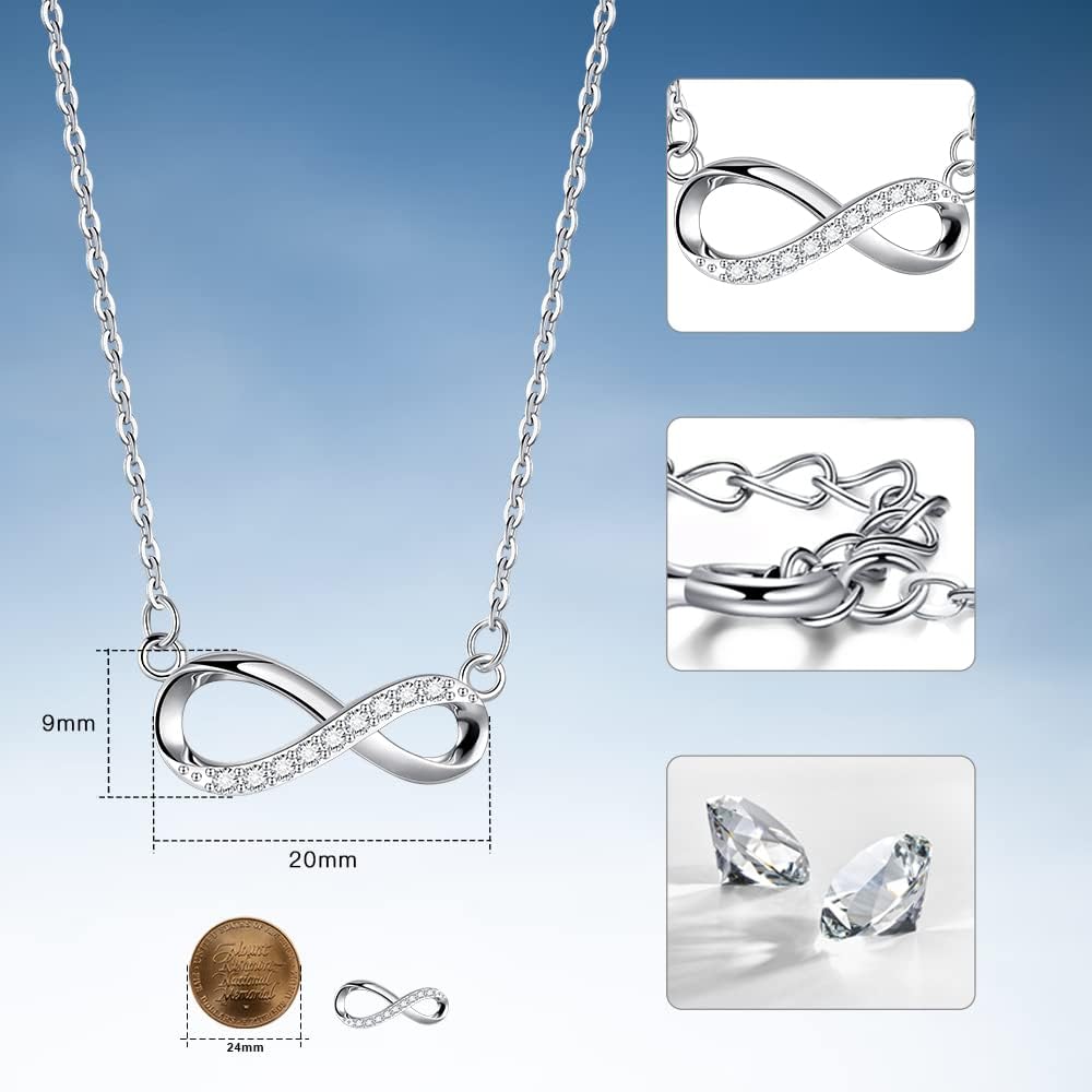 Detalle de Viwind Infinity Herz Anhänger Kette aus 925 Sterling Silber – Damenschmuck