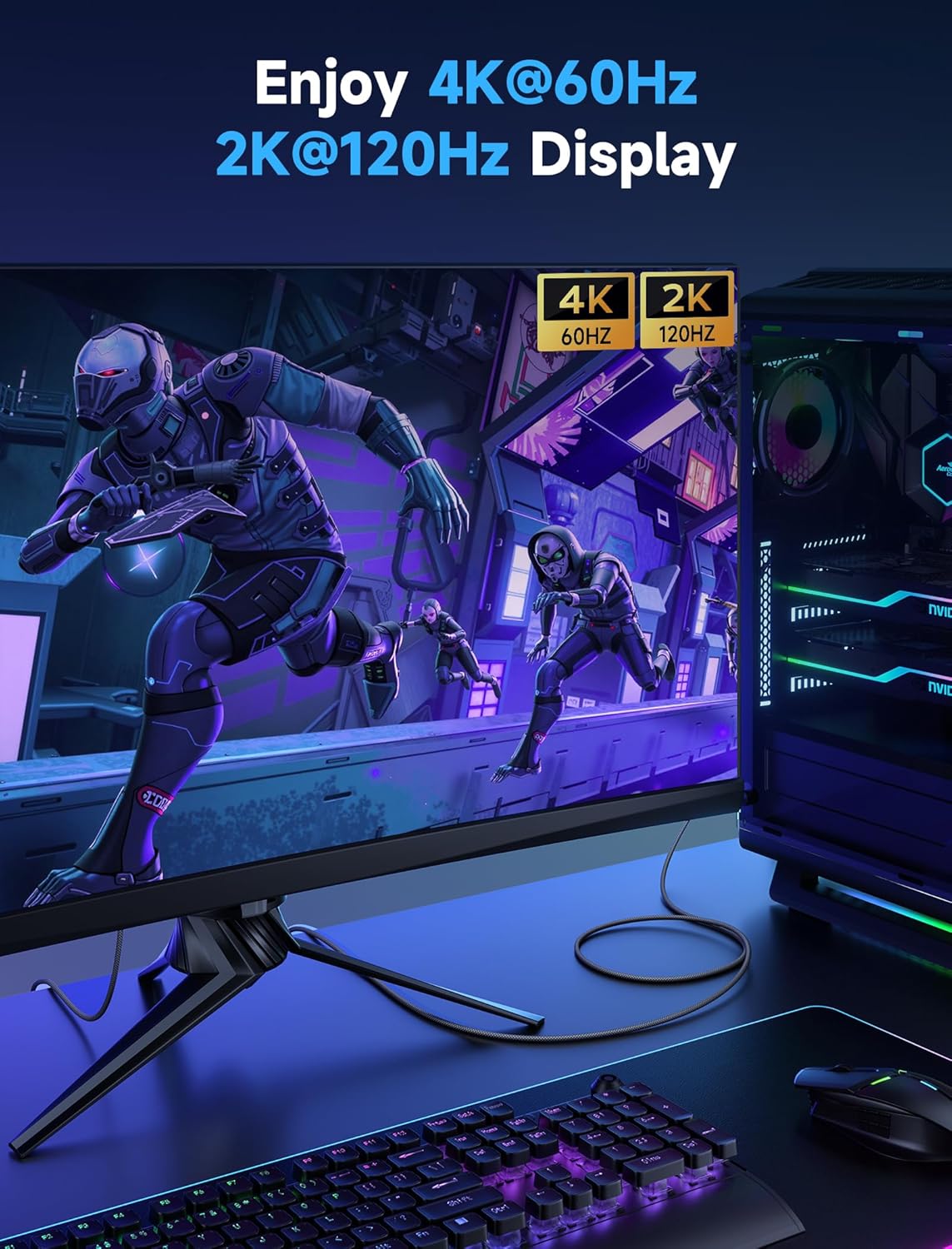 Thumbnail 1 de JSAUX 4K DisplayPort to HDMI Cable (1m) – DP to HDMI with Audio/Video for Monitors, Projectors and TVs