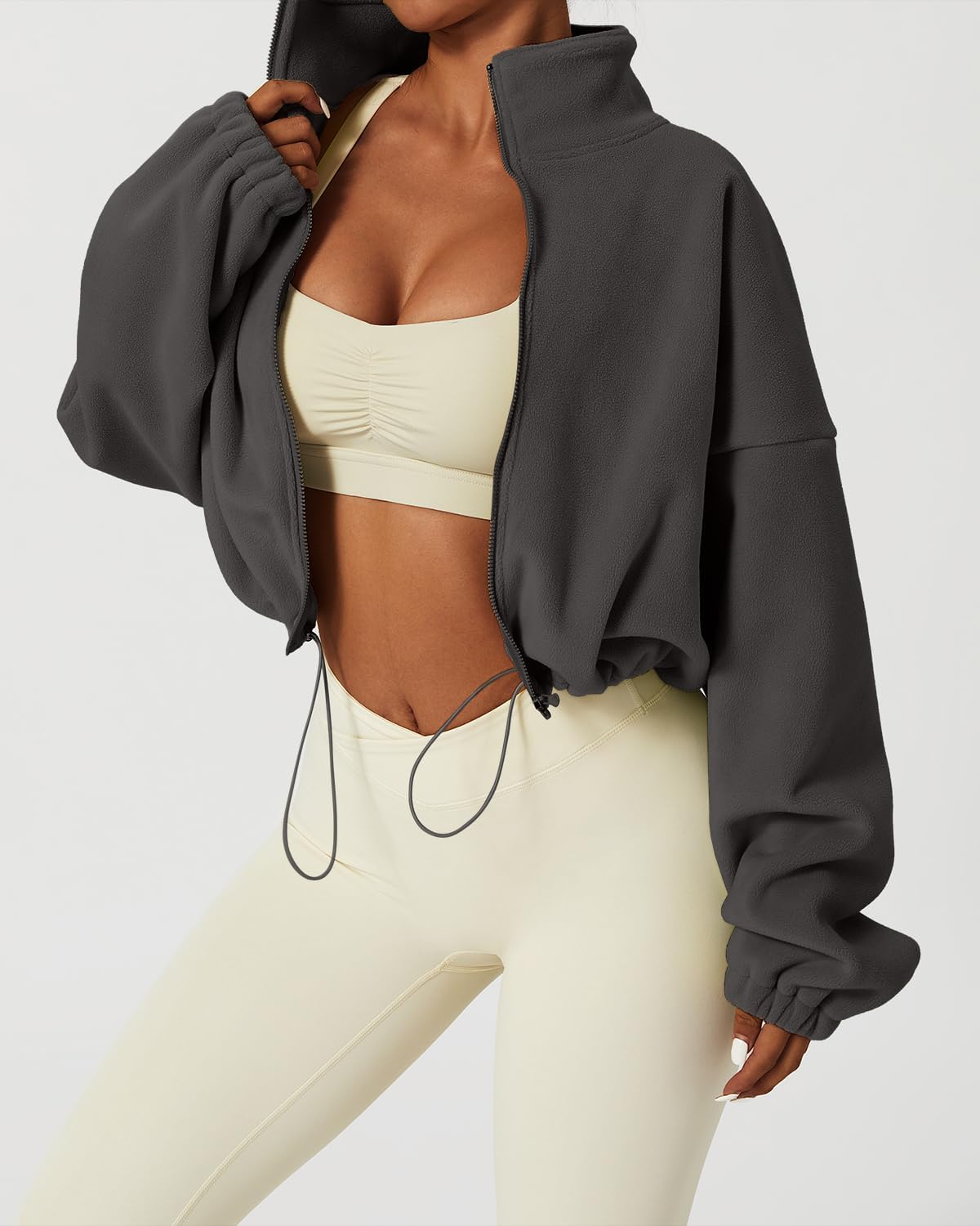 Detalle 1 de QINSEN Full Zip Fleece Short Jacket 20"